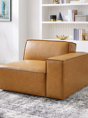 Vitality Left-arm Vegan Leather Sectional Sofa Chair In Tan