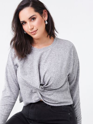 Plus Size Marled Twist-front Top