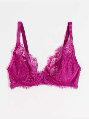 Asos Design Fuller Bust Jemma Eyelash Lace With Exposed Underwire Bra