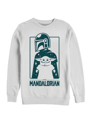 Men's Star Wars The Mandalorian The Child And Bounty Hunter Silhouette Sweatshirt