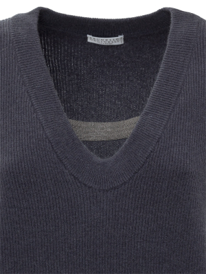 Brunello Cucinelli V-neck Band Knitted Jumper