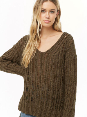 V-neck High-low Sweater