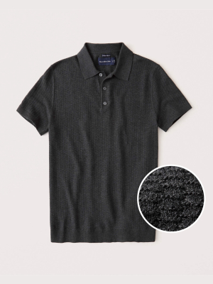 Cotton-silk Blend Textural Knit Polo