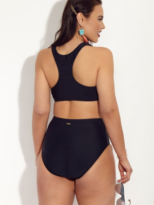 St Vincent High Waisted Bikini Bottom (curves) - Black Magic