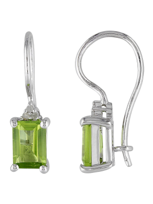 2 Ct. T.w. Peridot And Diamond Accent Fashion Earrings In Sterling Silver - Green/white