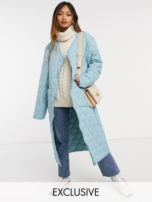 Native Youth Oversized Long Line Coat In Quilting