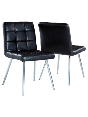 Set Of 2 Metal Dining Chair Black - Everyroom