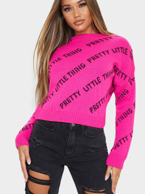 Prettylittlething Pink Knitted Sweater