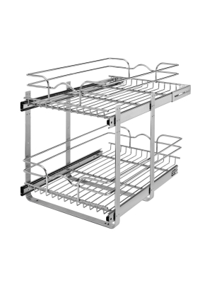 Rev-a-shelf 5wb2-1522cr-1 15 X 22 Inch 2-tier Wire Basket Pull Out Shelf Storage For Kitchen Base Cabinet Organization, Chrome