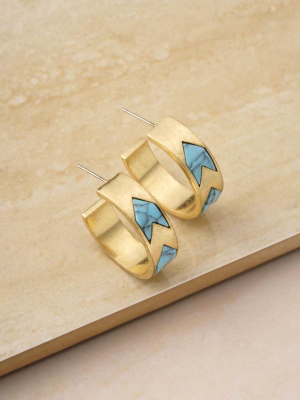 The Perfect Bohemian Hoops In Turquoise And Worn 18k Gold Plating