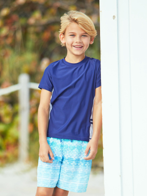 Boys Navy Short Sleeve Rashguard