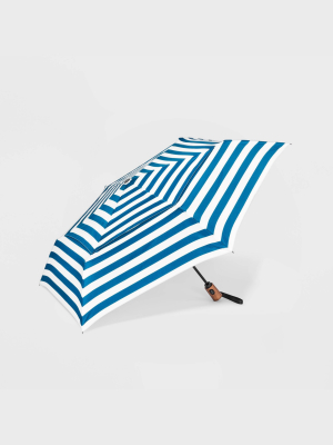 Cirra By Shedrain Striped Air Vent Auto Open Close Compact Umbrella - Blue