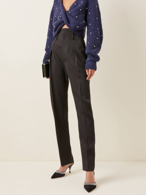 Diamante Embellished Twist-front Cropped Sweater