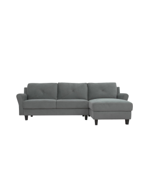 Henry 3 Seat Sectional Sofa With Rolled Arms Dark Gray - Lifestyle Solutions