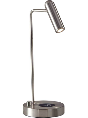 Kane Wireless Charge Desk Lamp Brushed Steel