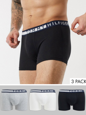 Tommy Hilfiger 3 Pack Trunks With Contrast Waistband In Multi