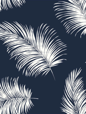 Tossed Palm Peel-and-stick Wallpaper In Navy Blue From The Luxe Haven Collection By Lillian August