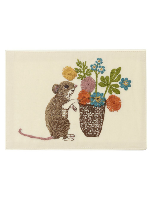 Mouse With Flowers Card