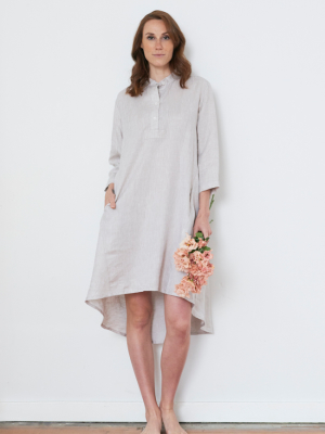 Flared Sleep Shirt Sand Linen