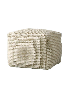 New Zealand Wool & Cotton Pouf In Natural