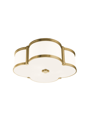 Chandler 3 Light Flush Mount Aged Brass