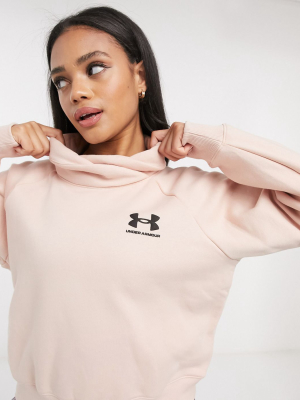 Under Armour Rival Fleece Wrap-neck Sweatshirt In Pink