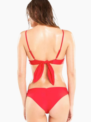 Isabelle Ruched Moderate Bikini Bottom - Red Flare