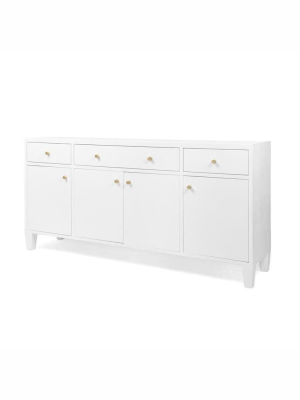 Jarin Buffet Designer White Faux Belgian Linen