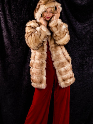The American Gangster | Ladies Unisex Light Brown Faux Fur Coat