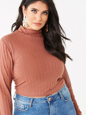 Plus Size Ribbed Turtleneck Top