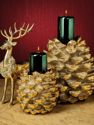 Golden Pinecone Pillar Holder