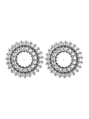 Pompeii3 7/8ct Diamond Earring Studs Double Halo Jackets 14k White Gold (5-5.5mm)