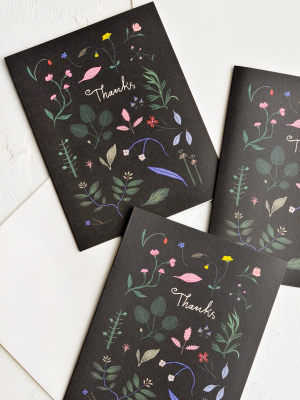 Night Floral Thank You Card Set