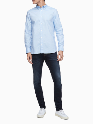 Solid Cotton Stretch Button-down Dress Shirt