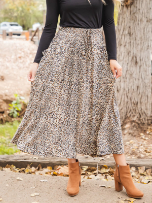 Animal Print Olive Pocket Skirt - Small Brown Cheetah