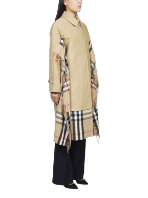 Burberry Checked Scarf Detail Car Coat