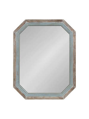 28" X 36" Palmer Wood Octagon Wall Mirror Blue/brown - Kate And Laurel