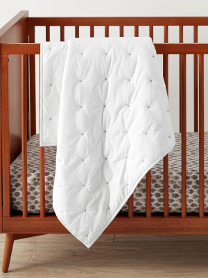 Washed Cotton Percale Toddler Quilt - White