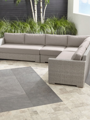 Ventura Quartz 4-piece Loveseat Sectional With Silver Sunbrella ® Cushions