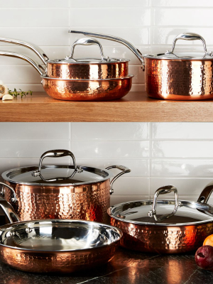 Lagostina Martellata Hammered Copper 10-piece Cookware Set