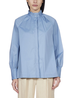 Max Mara Studio Ruffled High-neck Shirt