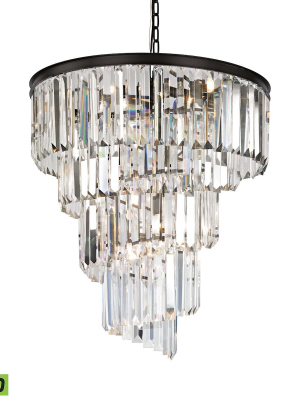 Palacial 9-light Chandelier In Oil Rubbed Bronze With Clear Crystal - Includes Led Bulbs