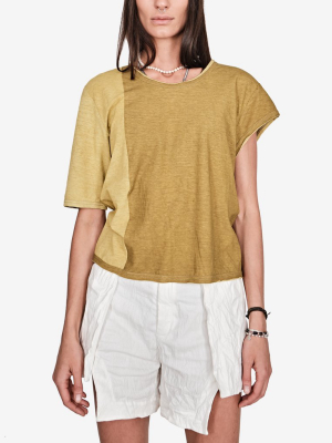 Asymmetric Sleeves Contrast T-shirt