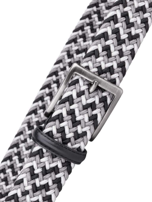 Grey, Black & White Pietro Braided Viscose Belt