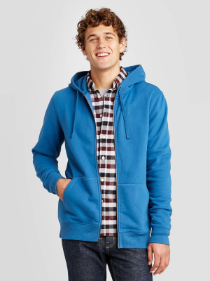 Men's Regular Fit Full Zip Fleece Pullover Hoodie - Goodfellow & Co™ Blue