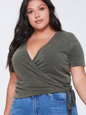 Plus Size Surplice Wrap Top