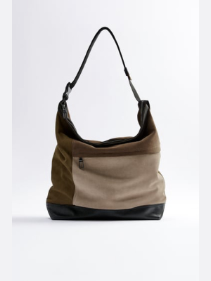 Tricolor Leather Shoulder Bag