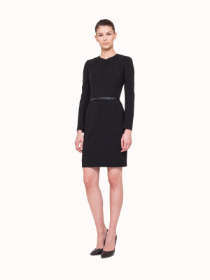 Belted Long Sleeve Double Face Wool Dress