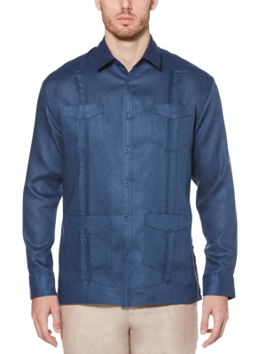 100% Linen Classic Guayabera Shirt - Long Sleeve