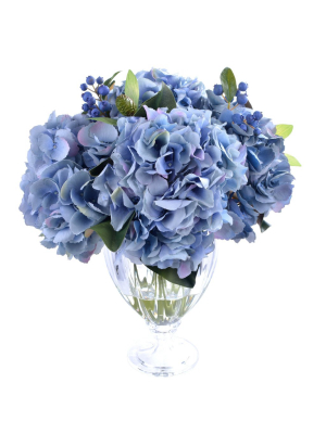 Hydrangeas In Glass Vase